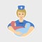 Midwife holding two newborns. Flat illustration