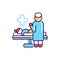 Midwife takes delivery color line icon. Cesarean section. Pictogram for web, mobile app, promo. UI UX design element