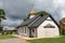 Miedzyborz, Pomeranian Voivodeship / Poland - June 28, 2019: Orthodox church with a gold dome. A small temple in a village in