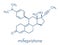 Mifepristone abortion inducing drug molecule. Also used as emergency contraceptive agent. Skeletal formula.