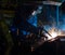 MIG welder uses torch to make sparks during manufacture