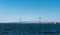 The Might Mackinac Bridge standing tall on the horizon