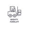 Mighty forklift thin line icon, sign, symbol, illustation, linear concept, vector