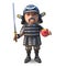 Mighty Japanese samurai warrior in 3d about to cut an apple with his graceful katana sword, 3d illustration