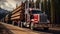 Mighty Logging Trucks Journeying through Natural Beauty. Generative Ai
