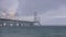 Mighty Mackinaw bridge caught in stormy weather in Michigan