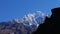 Mighty mountain Thamserku in the himalayas seen from Mount Everest Base Camp Trek in Dudhkoshi valley near Manjo, Nepal.