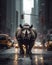 Mighty Rhinoceros Charging Through Rainy Streets of New York. Generative ai