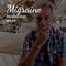 Migraine awareness week text in white over stressed senior caucasian man at home