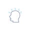 Migraine linear blue icon. Human head with lightning bolt flu symptom concept.