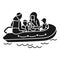 Migrant family boat icon, simple style