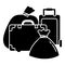 Migrant refugee bags icon, simple style