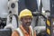 A migrant worker poses for a photo on a city centre construction site in Singapore