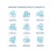 Migrant worker right blue concept icons set