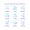 Migrant worker right blue gradient concept icons set