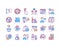 Migrant workers rights discrimination RGB color icons set