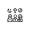 migration religions outline icon. element of migration illustration icon. signs, symbols can be used for web, logo, mobile app, UI
