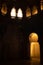 Mihrab or prayer room in Alajaferia Palace in Zaragoza , Spain.Islamic oratory interior architecture