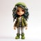 Mila: Detailed Green Haired Action Figure With Gray Pants