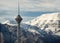 Milad Tower of Tehran in Front of Snow Covered Alborz Mountains