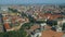 Milan aerial rooftop panorama ending at Arch of Peace