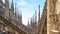 Milan Cathedral or Duomo di Milano, Italy. Panoramic view of luxury roof. Famous main church of Milan is a top tourist attraction