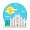 Milan cathedral flat design landmark