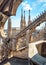 Milan Cathedral roof close-up, Italy, Europe. Detail of luxury exterior decorations. Milan Cathedral or Duomo di Milano is top