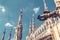 Milan Cathedral roof close-up, Italy, Europe. Milan Cathedral or Duomo di Milano is top landmark of Milan city