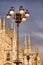 Milan Cathedral and street lights