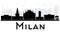 Milan City skyline black and white silhouette.