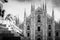 Milan Duomo detail black and white image