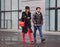 MILAN - FEBRUARY 22, 2018: Fashionable couple street style outfit