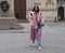 MILAN - FEBRUARY 25, 2018:Fashion blogger CANDELA PELIZZA posing for photographers in SAN FEDELE square before MSGM fashion show,