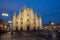 Milan, Italy - 14.08.2018: Milan Cathedral, Duomo di Milano, Italy, one of the largest churches in the world at night