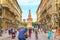 Milan, Italy - 14.08.2018: People walking on Via Dante street in