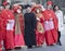 MILAN, Italy: 9 mars 2019: People in carnival outifts