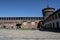 Milan, Italy, Europe, Sforza Castle, Castello Sforzesco, museum, courtyard, court, tower, bricks