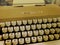 Milan, Italy - February 3, 2019: Vintage classic car show - Old retro Olivetti Lettera 35 typewriter, writing machine - old photo