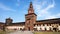 MILAN, ITALY - JULY 19, 2017: Sforza Castle Castello Sforzesco is a castle in Milan, Italy. It was built in the 15th century by