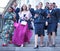 MILAN, ITALY -JUNE 15, 2018: Fashionable women on Arengario stairs after ALBERTA FERRETTI fashion show