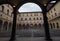 MILAN, ITALY - MAY 3 , 2018: Milan Lombardy, Italy: internal court of the medieval castle known as Castello Sforzesco