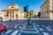 MILAN, ITALY - September 06, 2016: Bicyclistsare are waiting the green light of traffic light on the crossroad on Avenue Buenos A