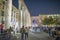 MILAN, ITALY - SEPTEMBER 2015: Tourists and locals enjoy night life near San Lorenzo Columns