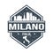 Milan Italy Travel Stamp Icon Skyline City Design Tourism. Seal Passport Mark.