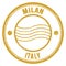 MILAN - ITALY, words written on yellow postal stamp