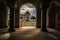 Milan monumental cemetery view from inside to outside in a cloudy day