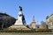 Milan old Italian town medieval buildings urban panorama cityscape architecture details history monument Giuseppe Garibaldi backgr