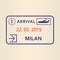 Milan passport stamp. Travel by plane visa or immigration stamp. Vector illustration