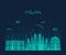 Milan skyline trendy vector illustration linear